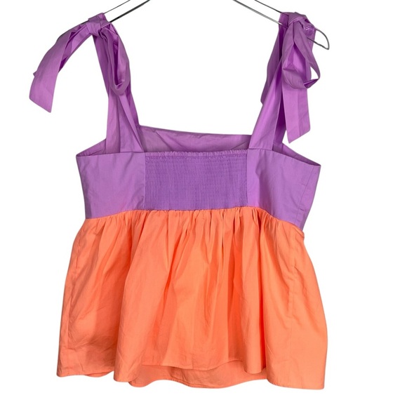 LILLY PULITZER Purple Iris / Bellini Colorblock Crop Anlee Top Shoulder Ties 6 - Picture 6 of 10